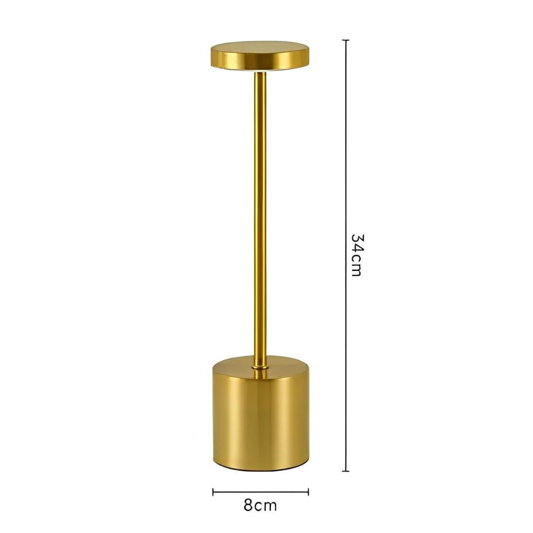 Dimensões da luminária de mesa sem fio 34 cm de altura e 8 cm de base - Vittara Decor