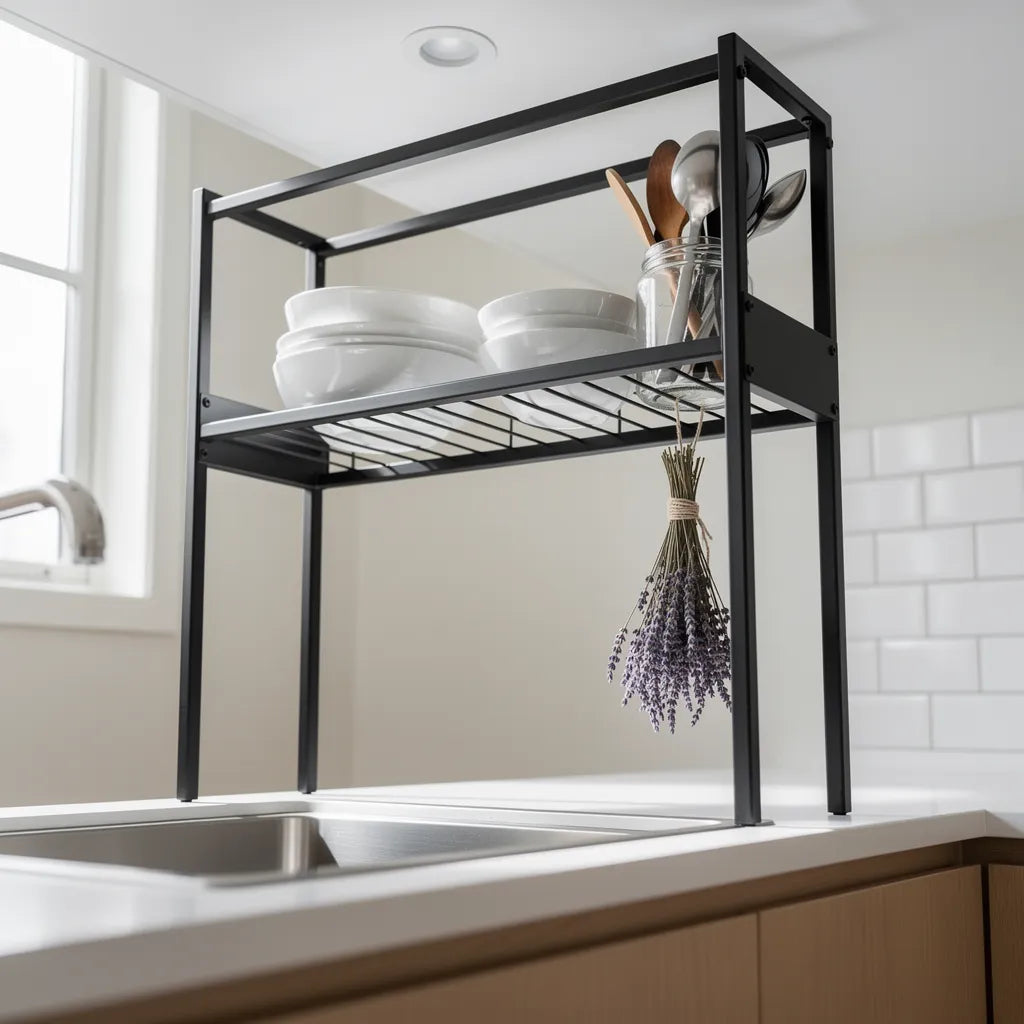 Organizador De Pia De Cozinha Inox Compacto E Funcional Ambiente 07 Vittara Decor — Vittara Decor