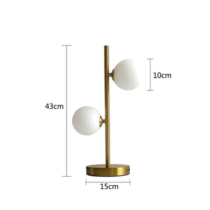 Medidas do abajur de mesa: 43 cm de altura, base 15 cm e globos de 10 cm - Vittara Decor