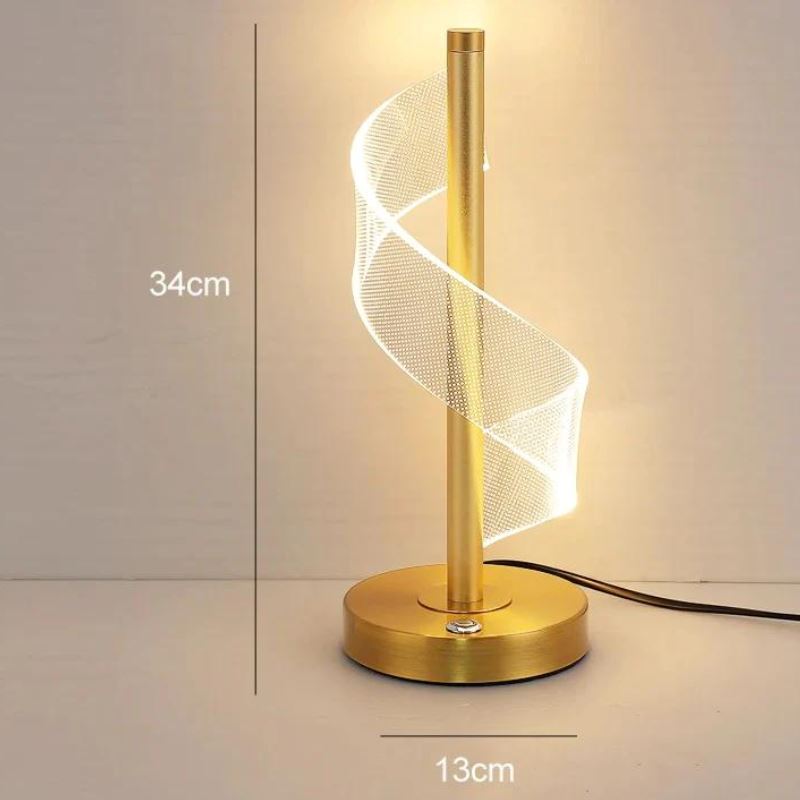 Medidas do abajur de mesa touch espiral: 34 cm de altura e base de 13 cm - Vittara Decor