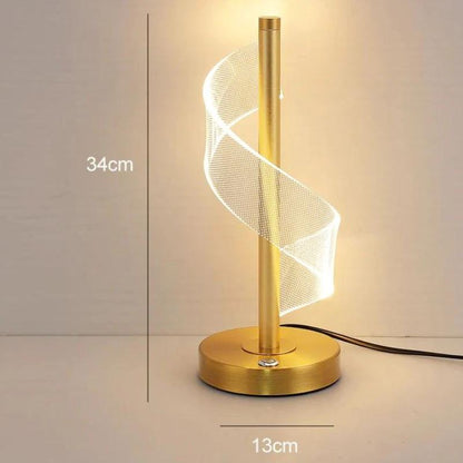 Medidas do abajur de mesa touch espiral: 34 cm de altura e base de 13 cm - Vittara Decor