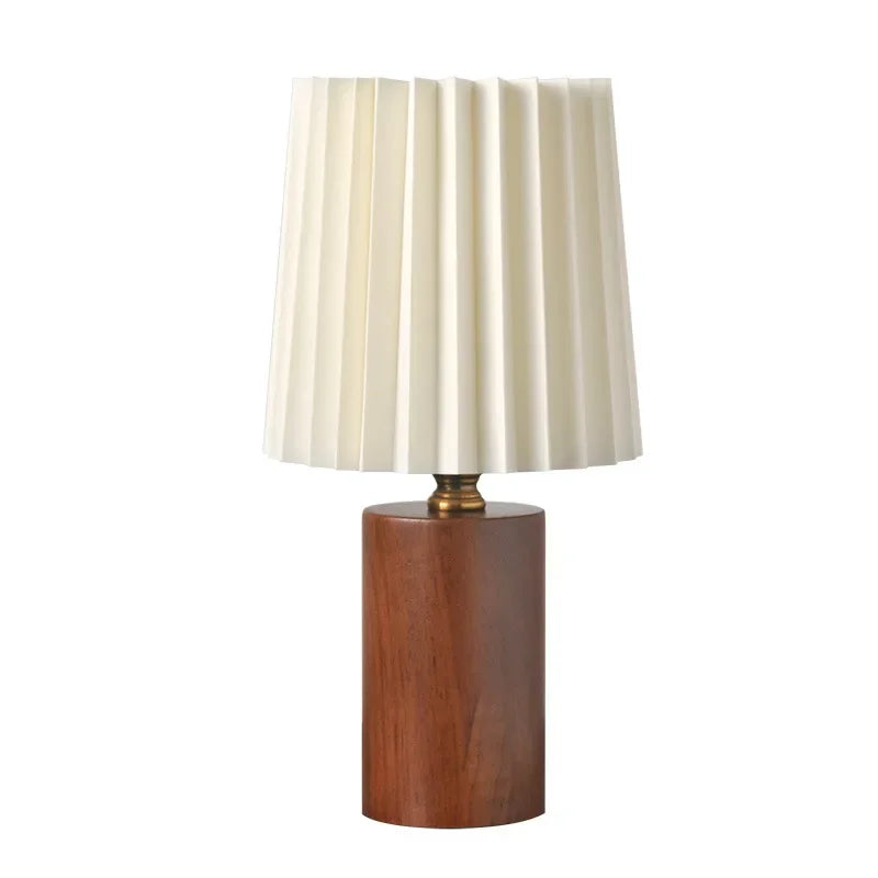 Abajur Luminária de Mesa Base de Madeira 3 Temperaturas LED para Quarto e Sala Madeira Marrom fundo branco - Vittara Decor