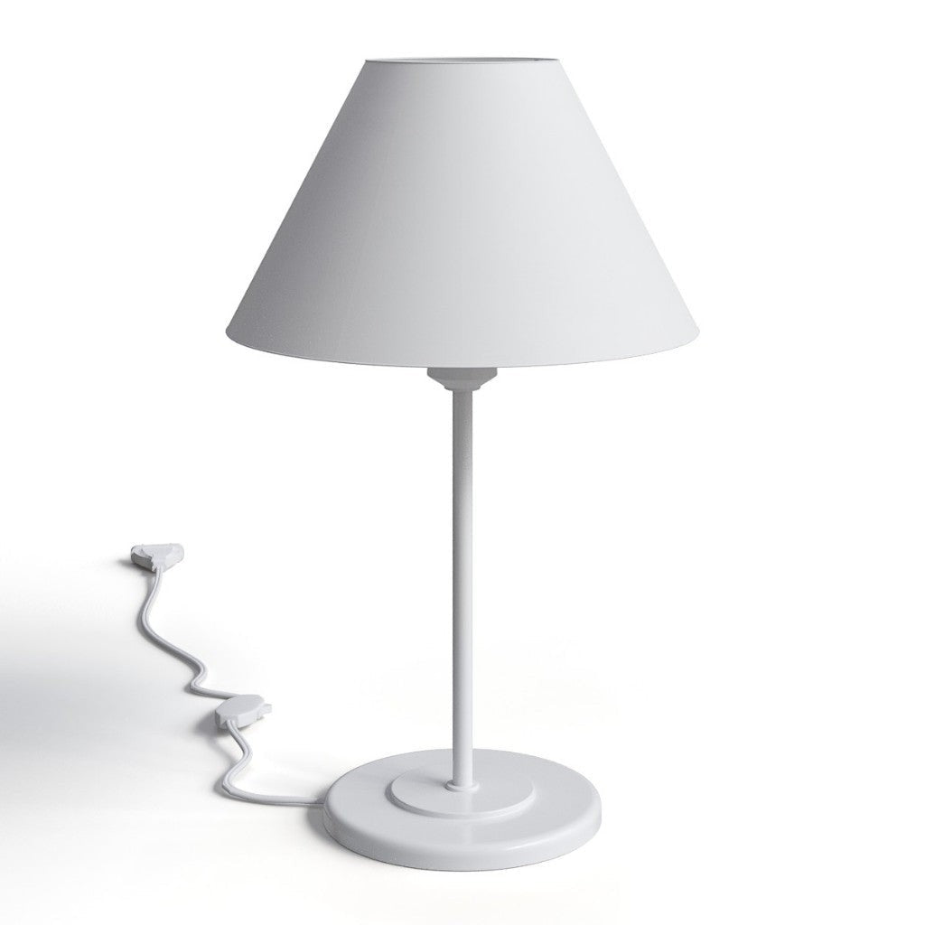 Abajur de mesa de ferro todo branco com cúpula cônica - Vittara Decor