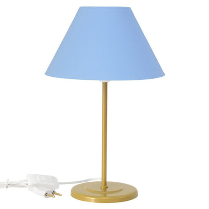 Abajur de mesa de ferro com cúpula azul e base dourada - Vittara Decor