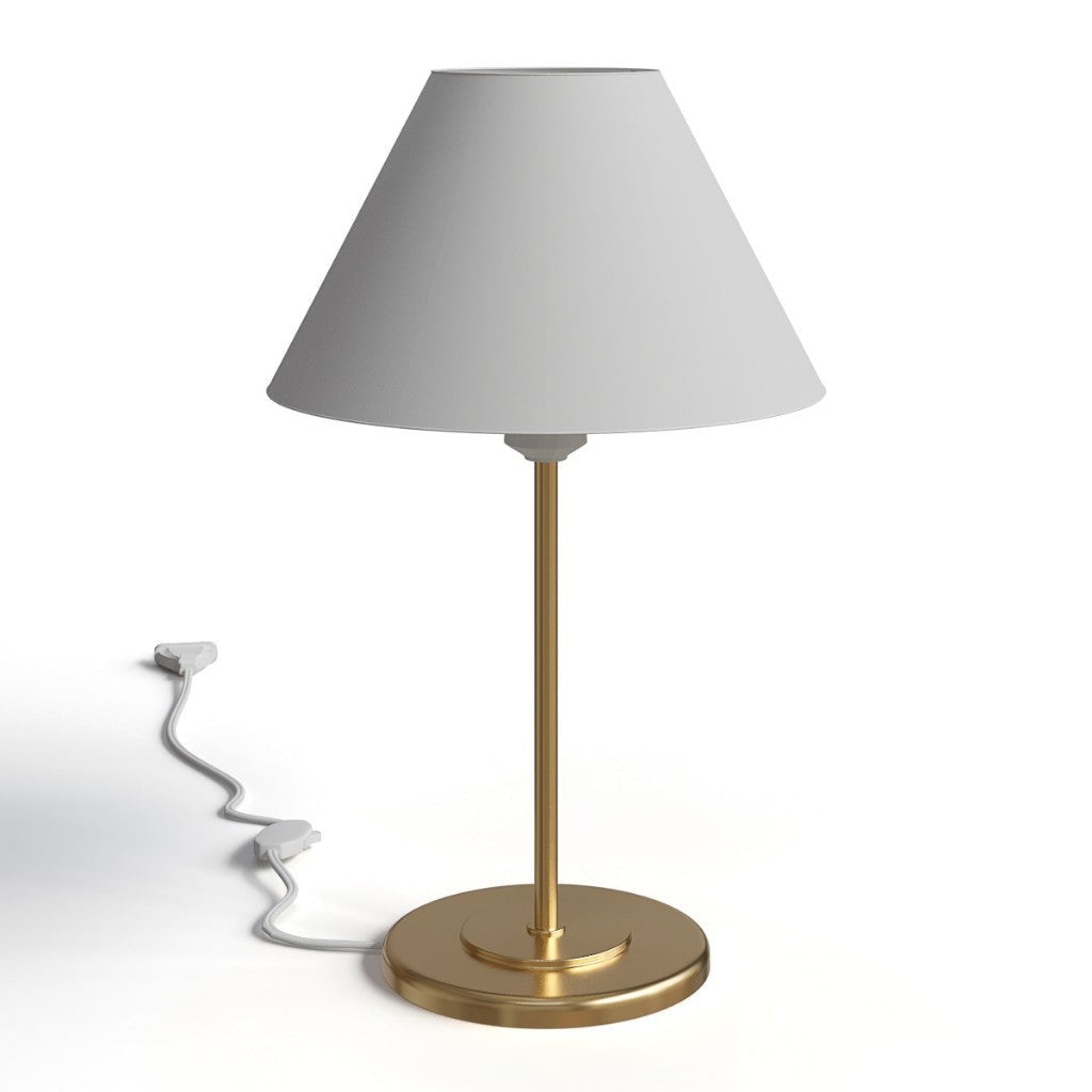 Abajur de mesa de ferro com cúpula branca e base dourada - Vittara Decor