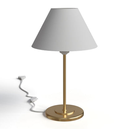 Abajur de mesa de ferro com cúpula branca e base dourada - Vittara Decor