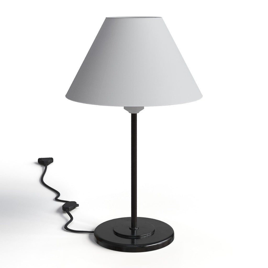 Abajur de mesa de ferro com cúpula branca e base preta - Vittara Decor
