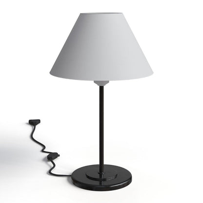 Abajur de mesa de ferro com cúpula branca e base preta - Vittara Decor