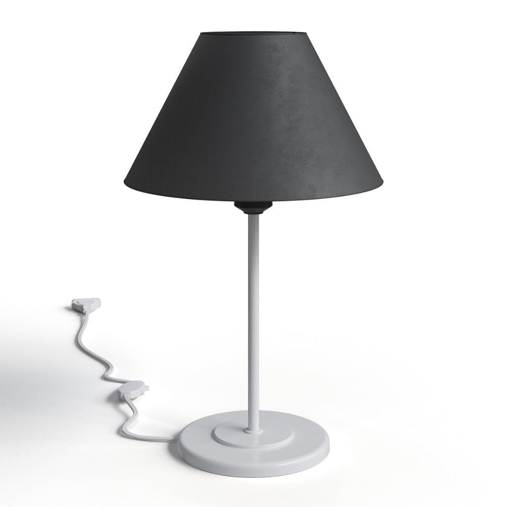 Abajur de mesa de ferro com cúpula preta e base branca - Vittara Decor