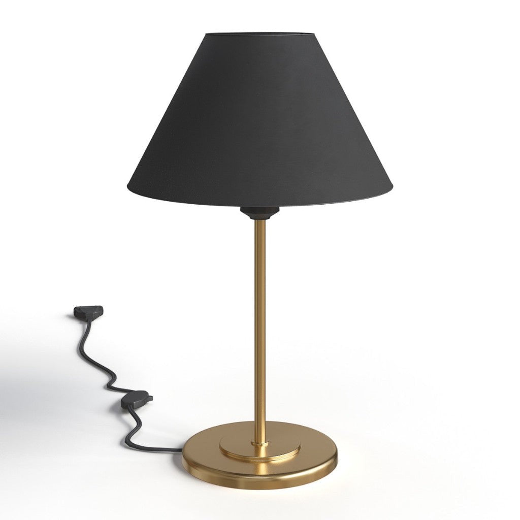 Abajur de mesa de ferro com cúpula preta e base dourada - Vittara Decor