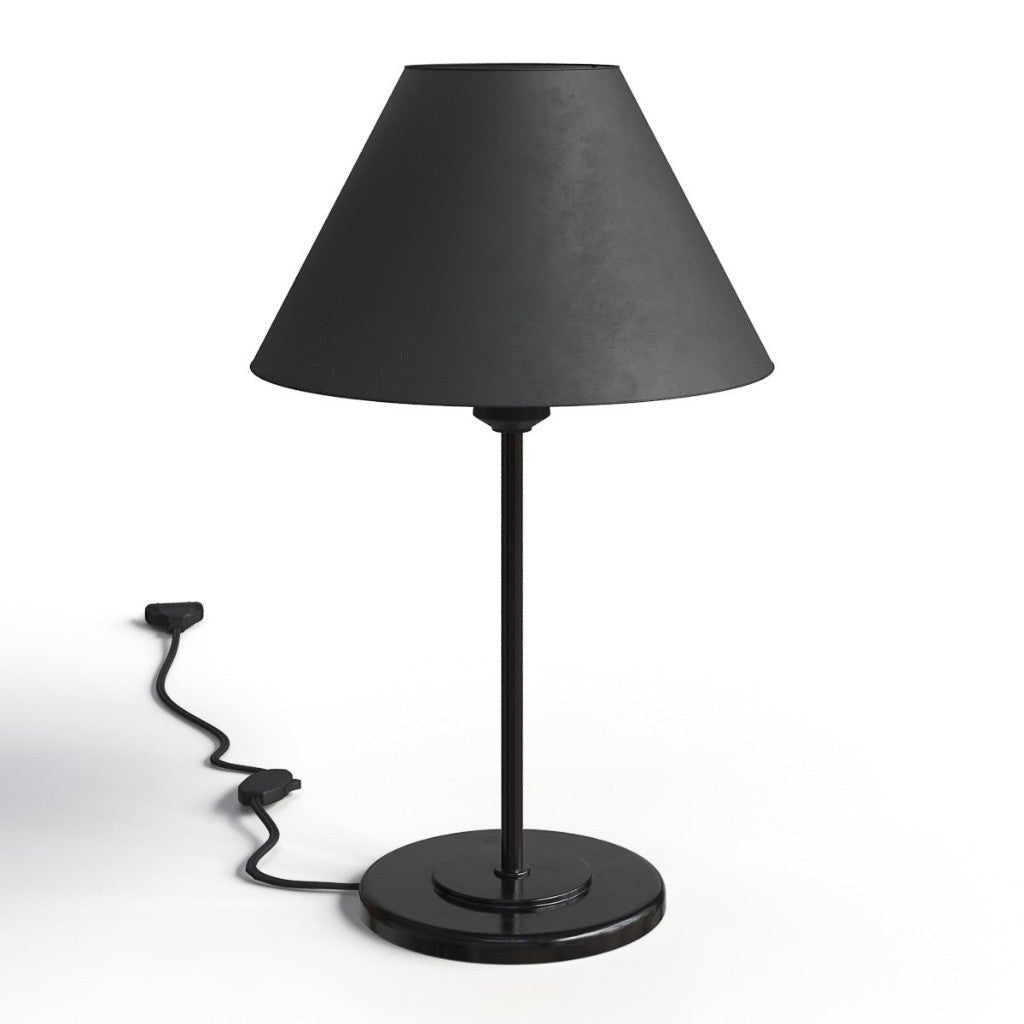 Abajur de mesa de ferro todo preto com cúpula cônica - Vittara Decor