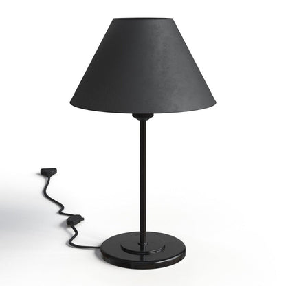 Abajur de mesa de ferro todo preto com cúpula cônica - Vittara Decor
