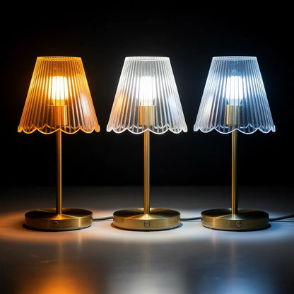 Três temperaturas de luz do abajur portátil de cristal — 3000K, 4000K e 6500K — Vittara Decor