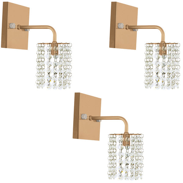 Arandela de Parede Cristal Dourada Kit com Tres Unidades - Vittara Decor