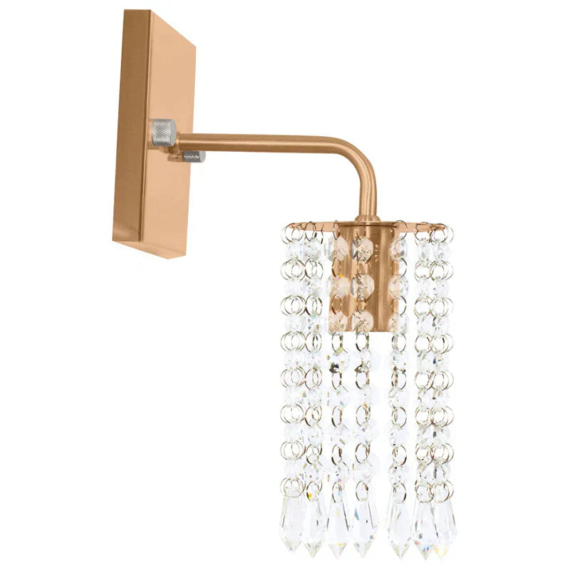 Arandela de Parede Cristal Dourada Vista Lateral com Braço - Vittara Decor