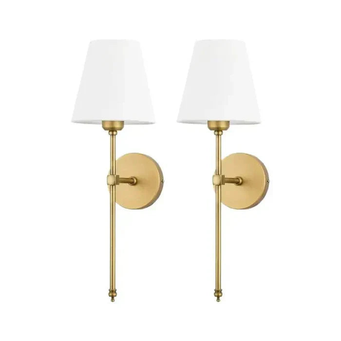 Arandela de Parede Retrô com Cúpula de Tecido Kit 2 cor Dourado - Vittara Decor