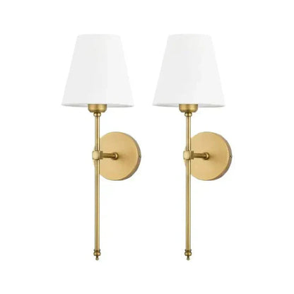 Arandela de Parede Retrô com Cúpula de Tecido Kit 2 cor Dourado - Vittara Decor