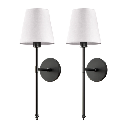 Arandela de Parede Retrô com Cúpula de Tecido Kit 2 cor Preto - Vittara Decor