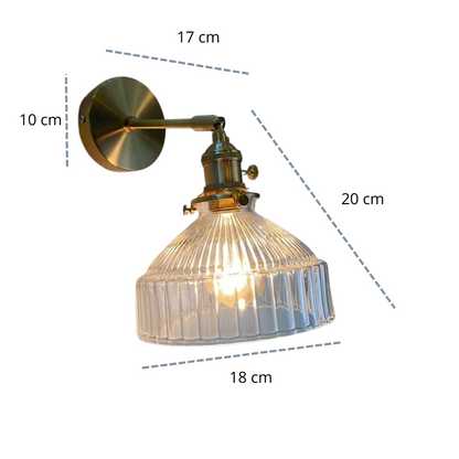 Arandela de Parede Vidro Canelado Medidas: 18cm diâmetro, 20cm altura - Vittara Decor