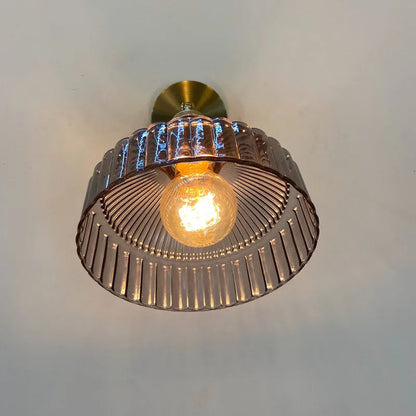 Arandela de Parede Vidro Canelado Estilo Vintage Instalada no Teto - Vittara Decor
