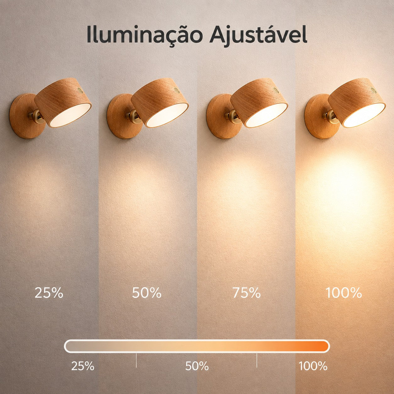 Intensidade da luz ajustável em 25, 50, 75 e 100 por cento - Vittara Decor
