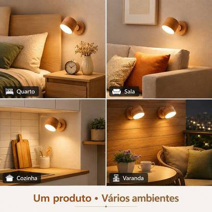 Arandela LED em quatro ambientes: quarto, sala, cozinha e varanda - Vittara Decor