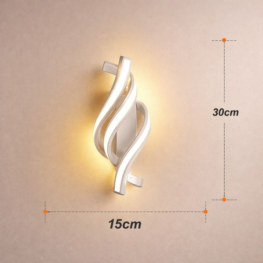 Arandela espiral branca com medidas de 30 cm de altura e 15 cm de largura - Vittara Decor