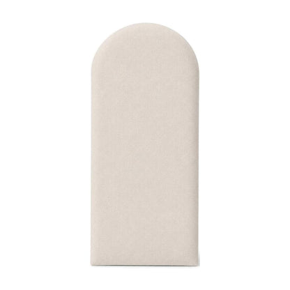Placa da cabeceira modulada adesiva em suede bege claro, topo arredondado - Vittara Decor