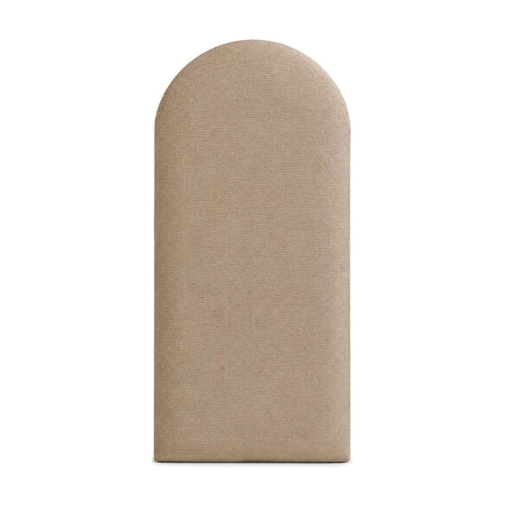 Placa da cabeceira modulada adesiva em suede bege escuro, topo arredondado - Vittara Decor