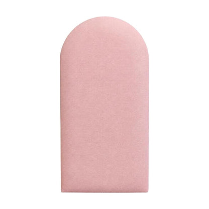 Placa da cabeceira modulada adesiva em suede rosa claro, topo arredondado - Vittara Decor
