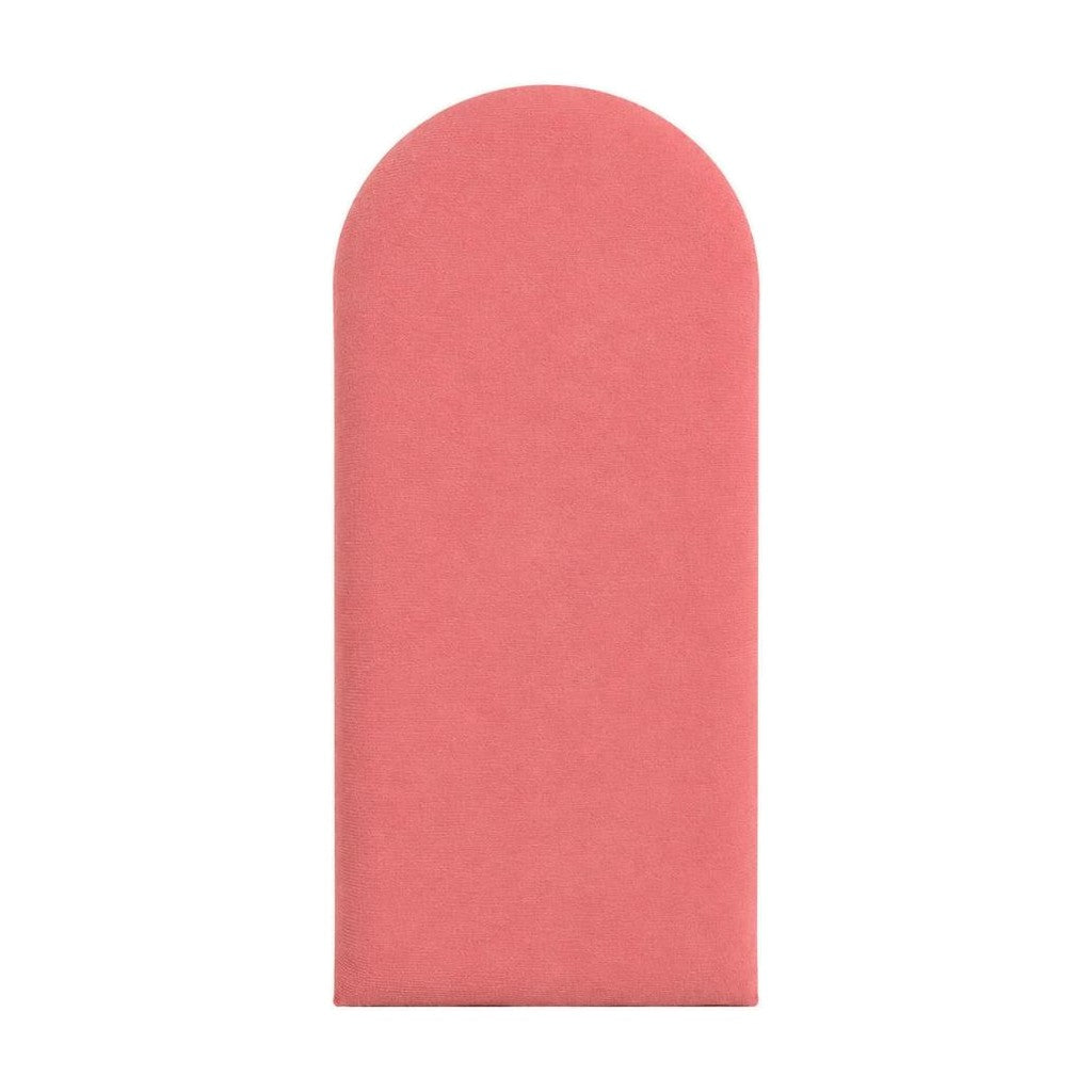 Placa da cabeceira modulada adesiva em suede rosê, topo arredondado - Vittara Decor