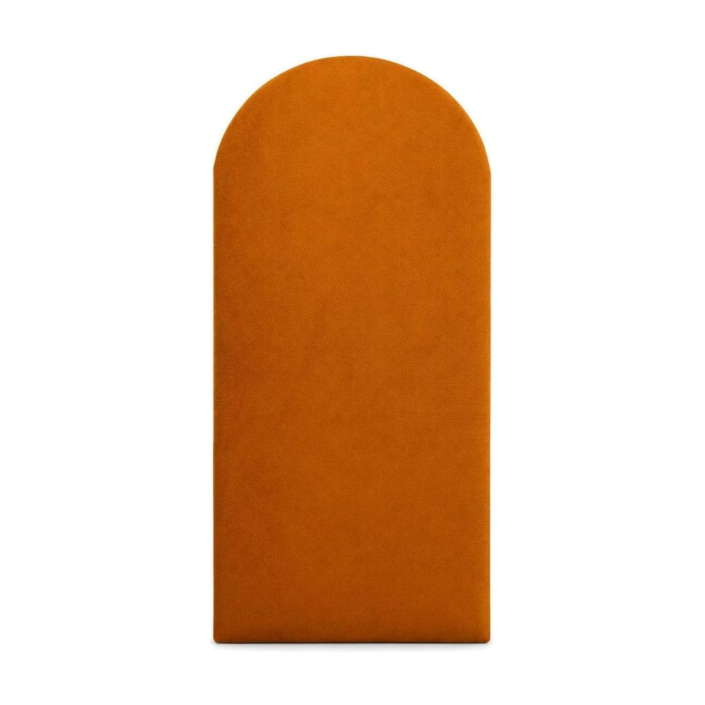 Placa da cabeceira modulada adesiva em suede terracota, topo arredondado - Vittara Decor