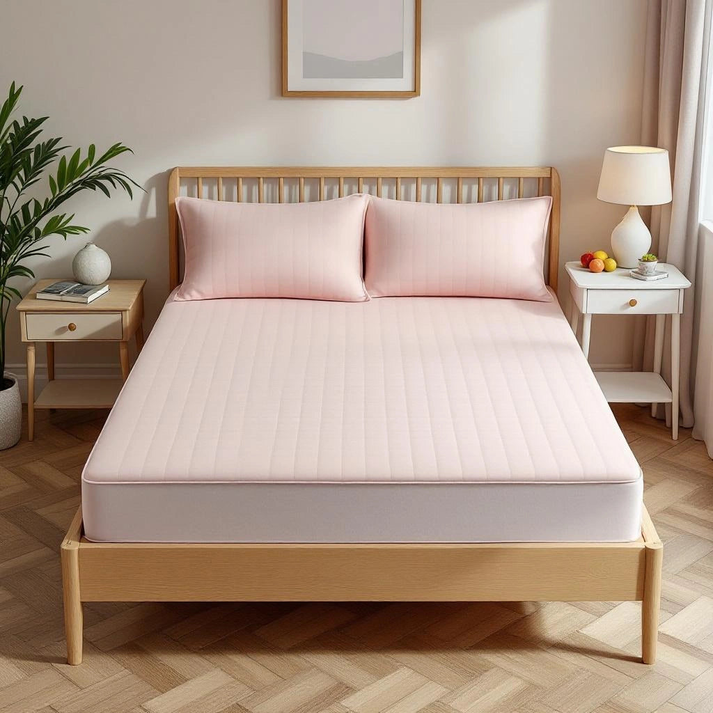 Capa para Colchao Matelada rose em quarto feminino contemporaneo