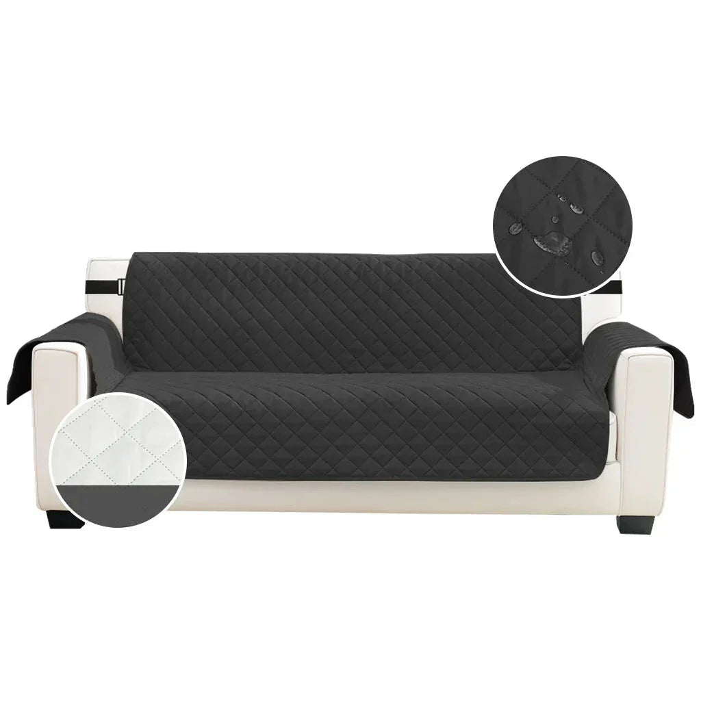 Capa Protetora Sofá Matelassê Impermeável Dupla Face preto fundo branco com detalhe impermeável e dupla face - Vittara Decor