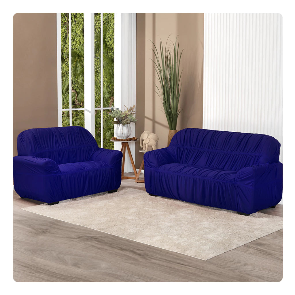 Detalhe da elasticidade e adaptação da capa de sofá ao formato do móvel - Vittara Decor
