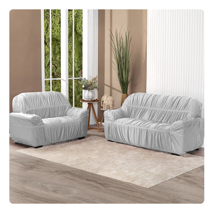 Capa de sofá elástica em ambiente minimalista com visual clean - Vittara Decor