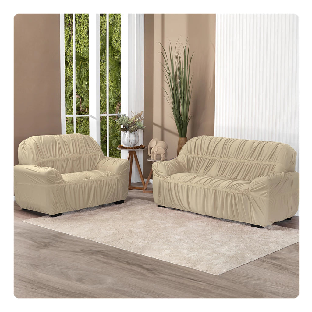 Detalhe do canto do sofá com capa elástica bem ajustada - Vittara Decor