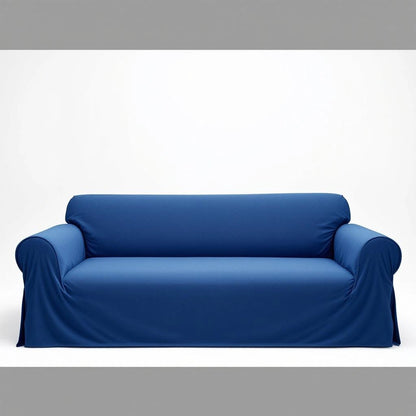 Capa de sofá Jacquard azul escuro dobrada fundo branco - Vittara Decor