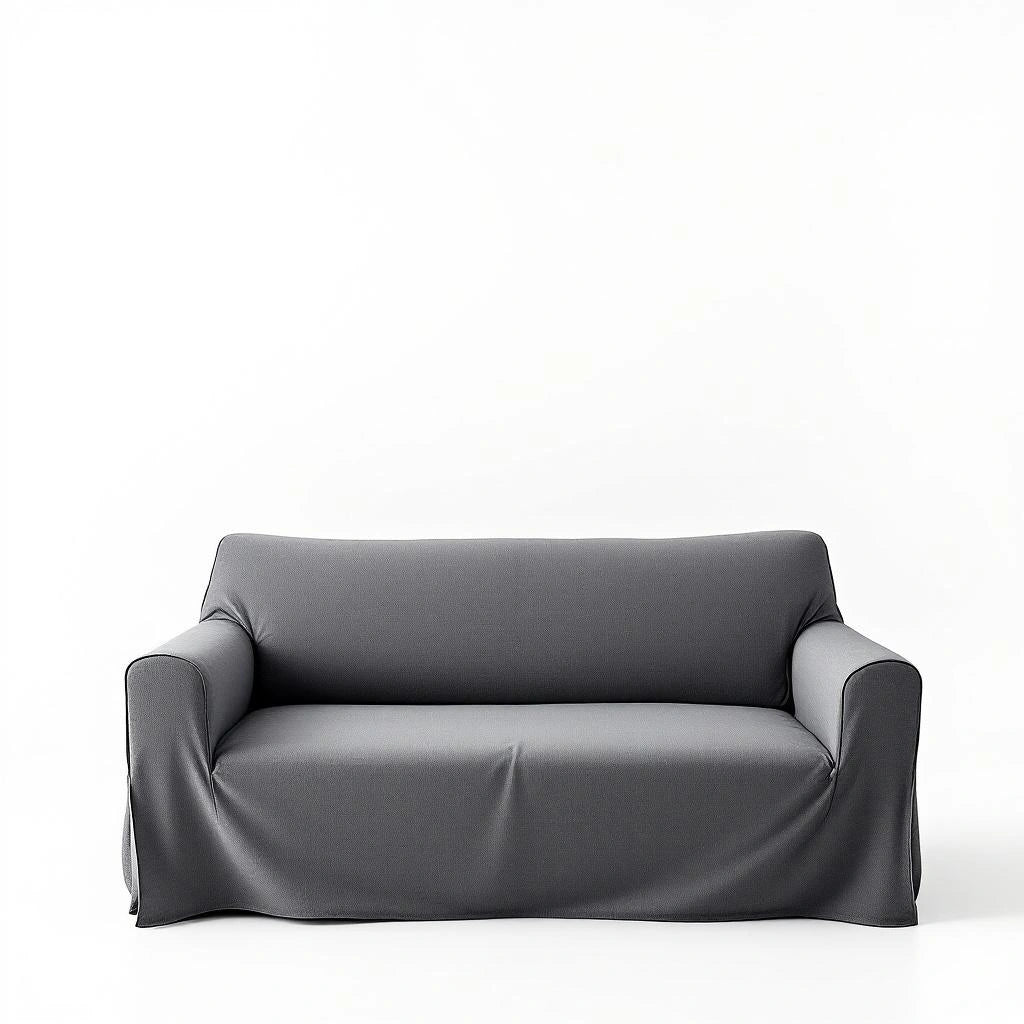 Capa de sofá Jacquard cinza escuro dobrada fundo branco - Vittara Decor
