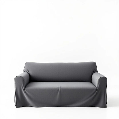 Capa de sofá Jacquard cinza escuro dobrada fundo branco - Vittara Decor