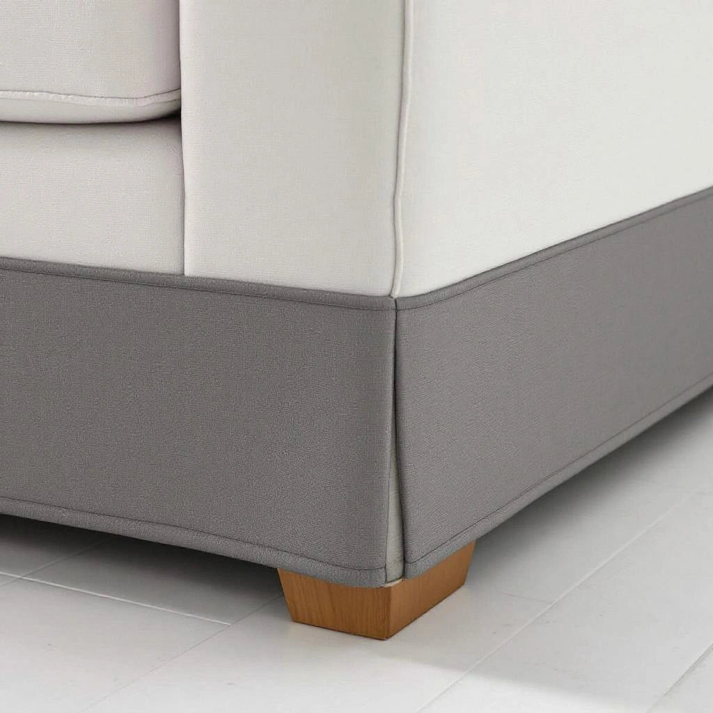 Detalhe do elástico perimetral da capa de sofá Jacquard encaixado na base - Vittara Decor