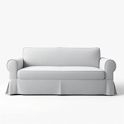 Capa de sofá ajustável Jacquard dobrada sobre fundo branco - Vittara Decor