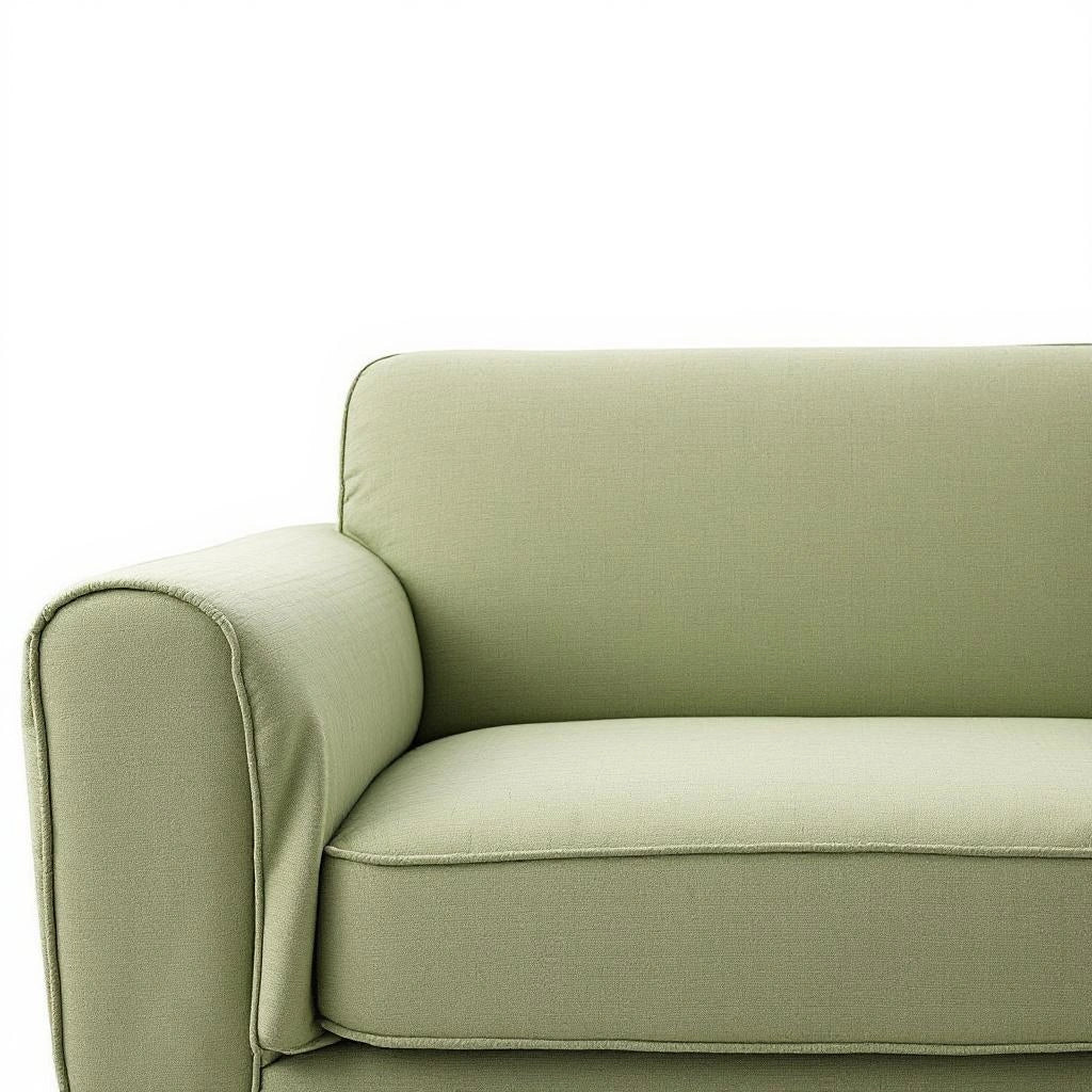 Capa de sofá Jacquard verde matcha dobrada fundo branco - Vittara Decor