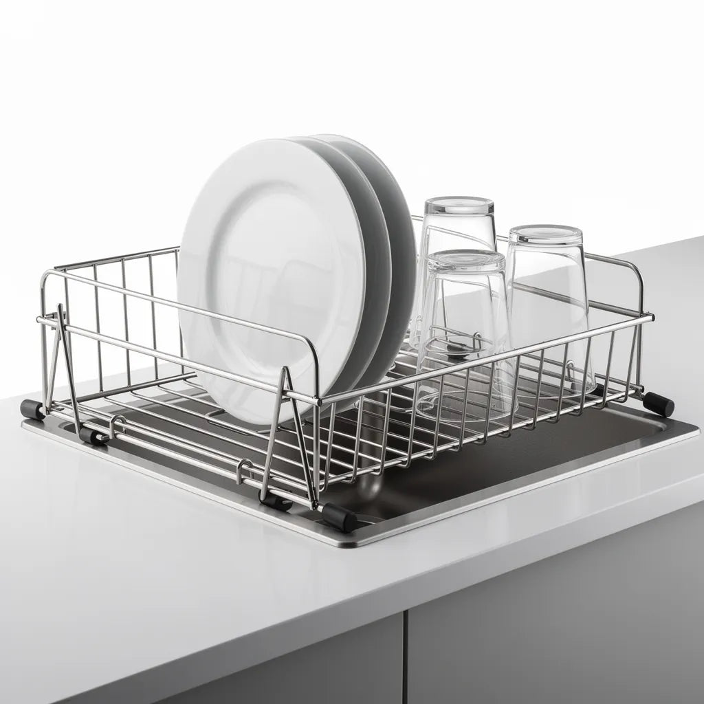 Escorredor De Louca Dobravel Inox Compacto Para Pia Cor Inox Vittara Decor — Vittara Decor