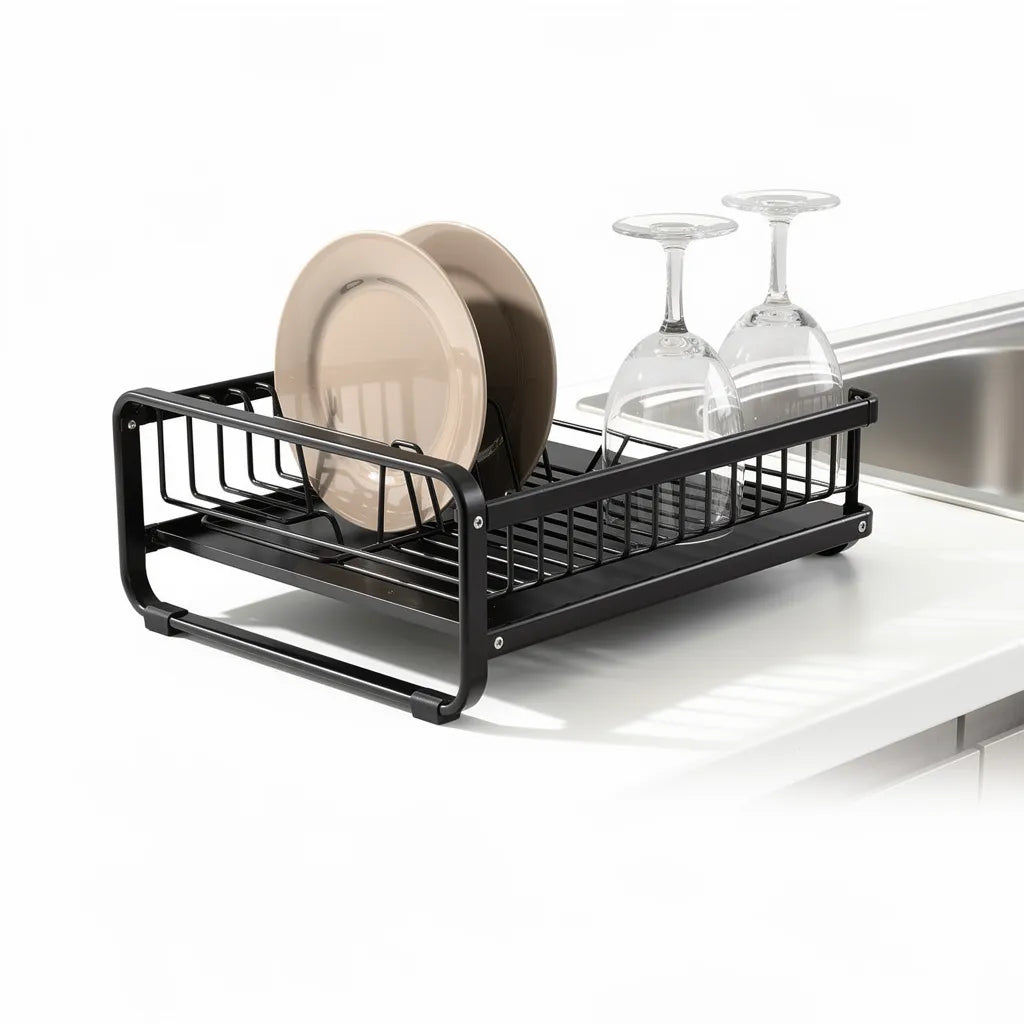 Escorredor De Louca Dobravel Inox Compacto Para Pia Cor Preto Vittara Decor — Vittara Decor