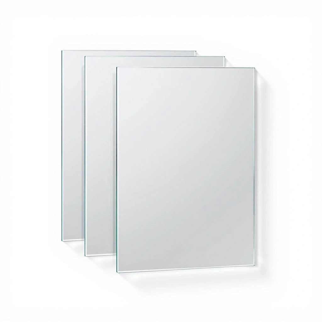 Espelhos decorativos adesivos em acrílico formato retangular fundo branco - Vittara Decor