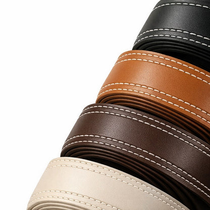 Faixas de courino com costura dupla nas cores preto, caramelo, café e gelo - Vittara Decor