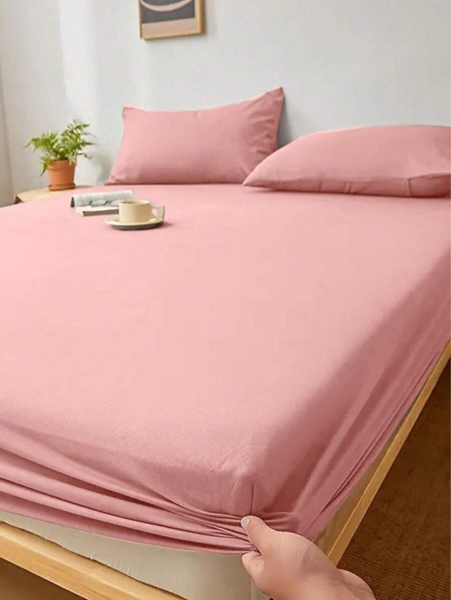 Jogo de Cama 400 Fios liso rosé com fronhas combinando em cama de casal - Vittara Decor