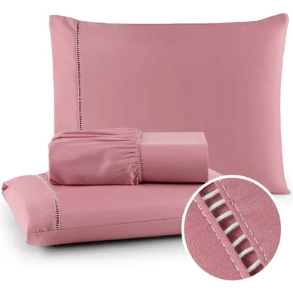 Jogo de cama 400 fios rosé com lençol de elástico e fronhas - Vittara Decor