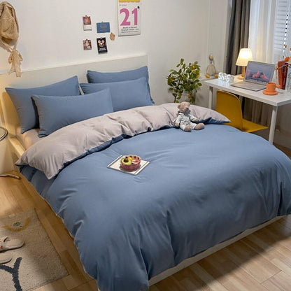 Jogo de cama nórdico azul em quarto claro e arejado - Vittara Decor